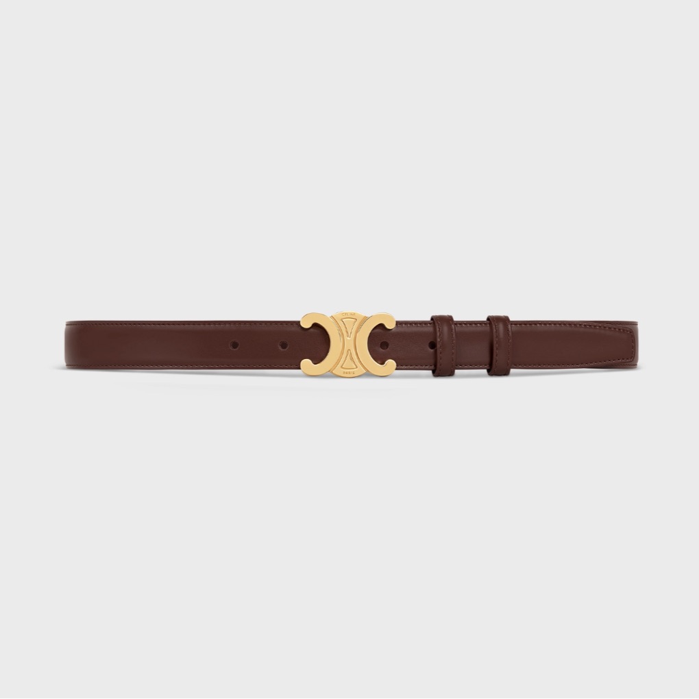 Medium Triomphe Belt In Taurillon Leather Chestnut